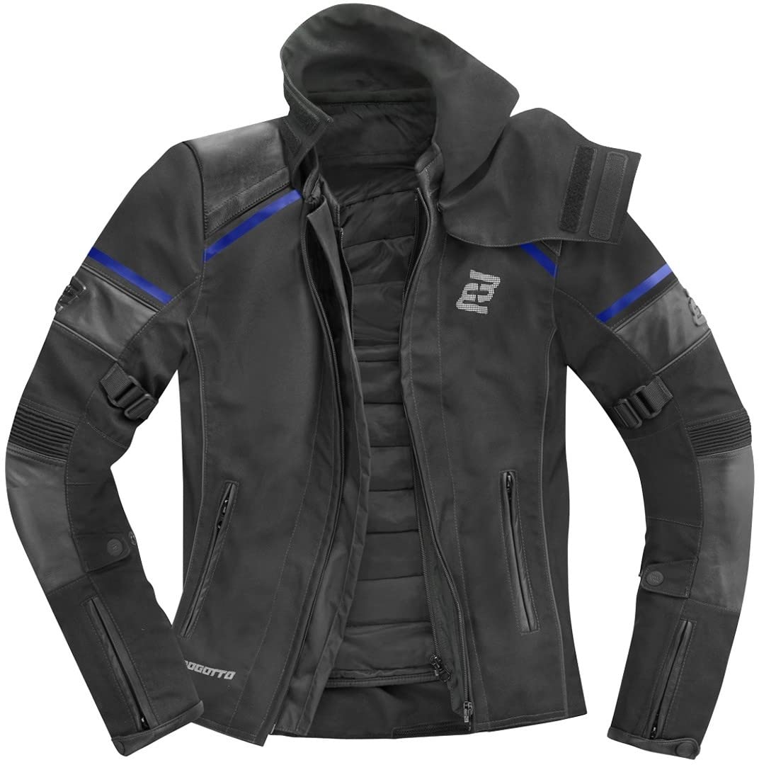 Bogotto Blizzard-X wasserdichte Motorrad Textiljacke, schwarz/blau, L | Wasserdicht