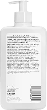 Amazon Basics Hydrating Facial Cleanser, Fragrance Free, with Ceramides, Non-Comedogenic, 12 Fl Oz, Pack of 1