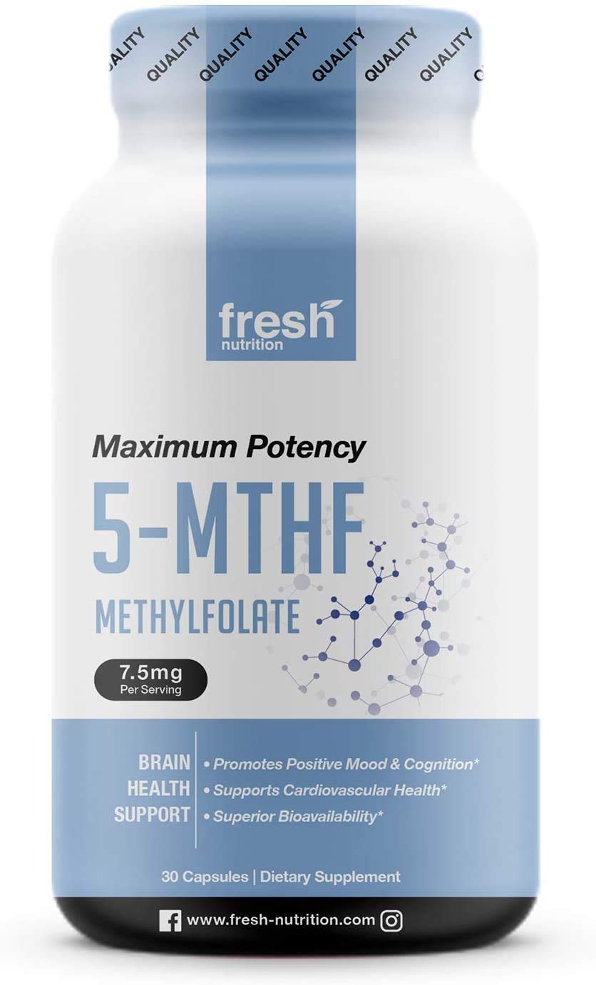 L Methylfolate 7.5mg – DNA Verified for Maximum Potency – Superior Bioavailability – 5-MTHF Methyl Folate for Mood, Cognition, Immunity, Cardiovascular, Neurological, Reproductive, Detoxification (30)