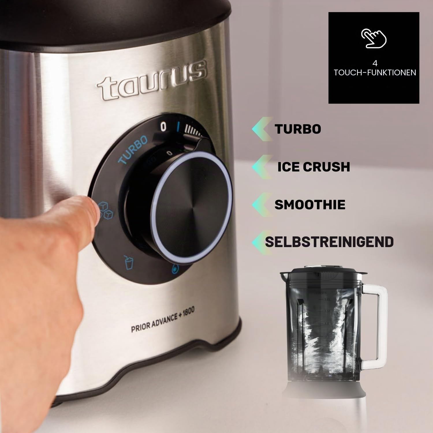 TAURUS Standmixer 1800W 2L 20 Geschwindigkeiten Turbo mit To-Go-Becher