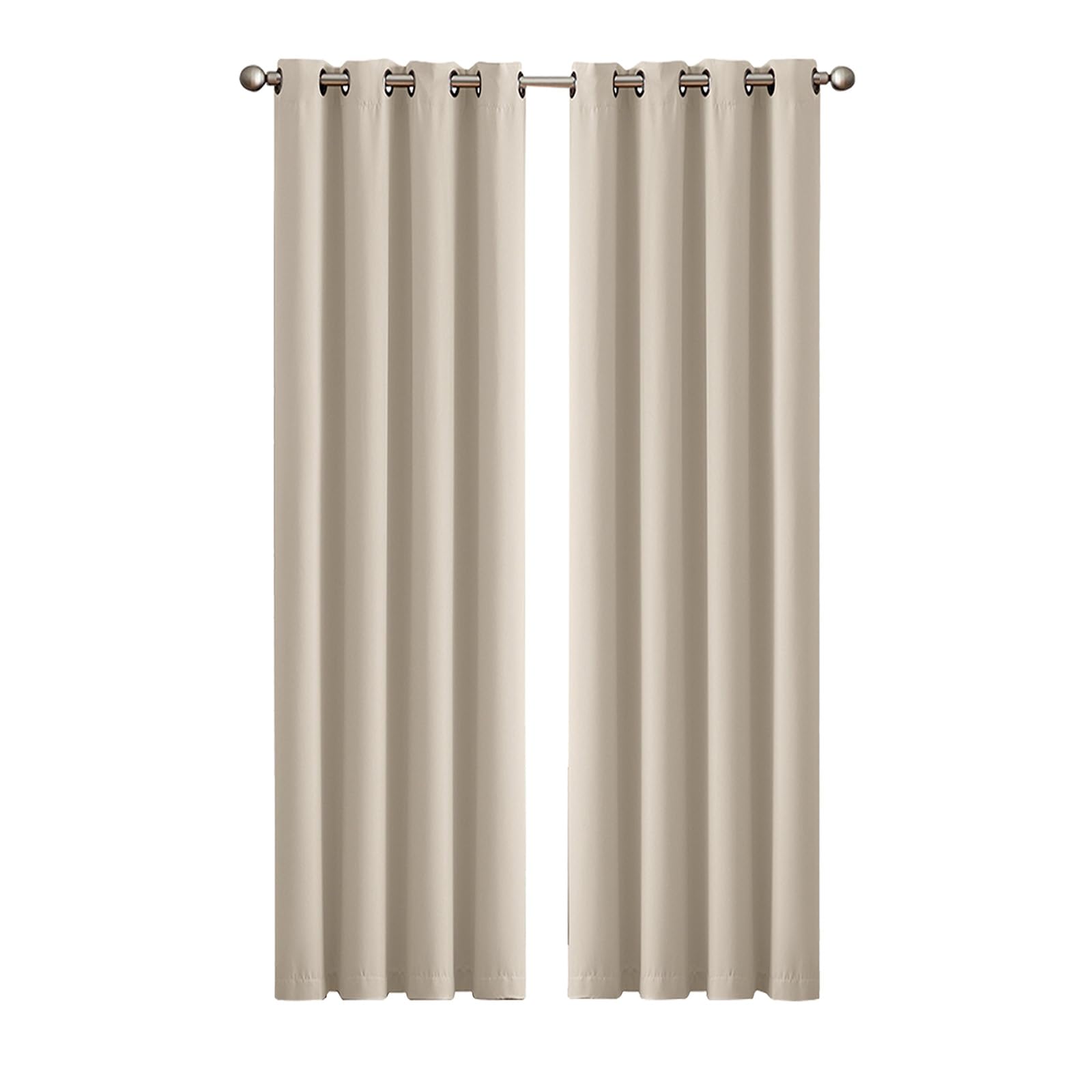 Marlow Beige 2 Panels Blockout Curtains Window Blackout Draperies Eyelet Day Bedroom Living Room Thermal 117Cmx183cm,