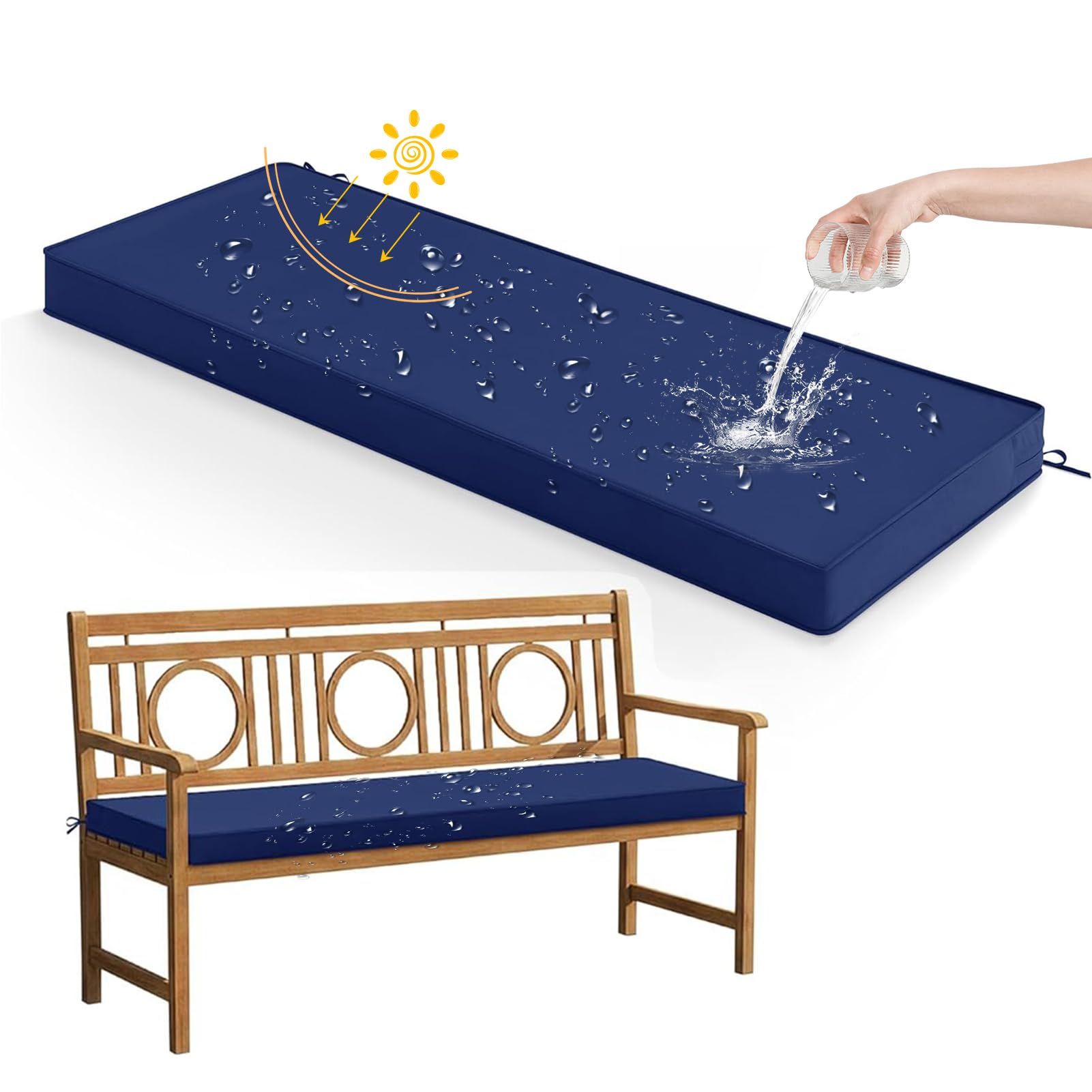 Coussins de banc extérieur imperméables, housse amovible pour canapé de jardin