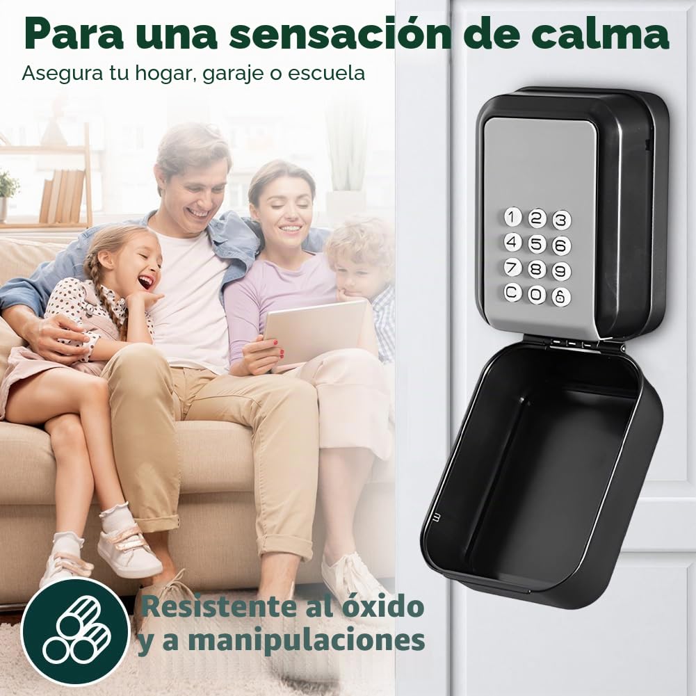 Caja fuerte inteligente para llaves con código numérico exterior, caja fuerte para llaves con grilletes Bluetooth, compatible con aplicación TTLock y código PIN, caja de llaves with código numérico de