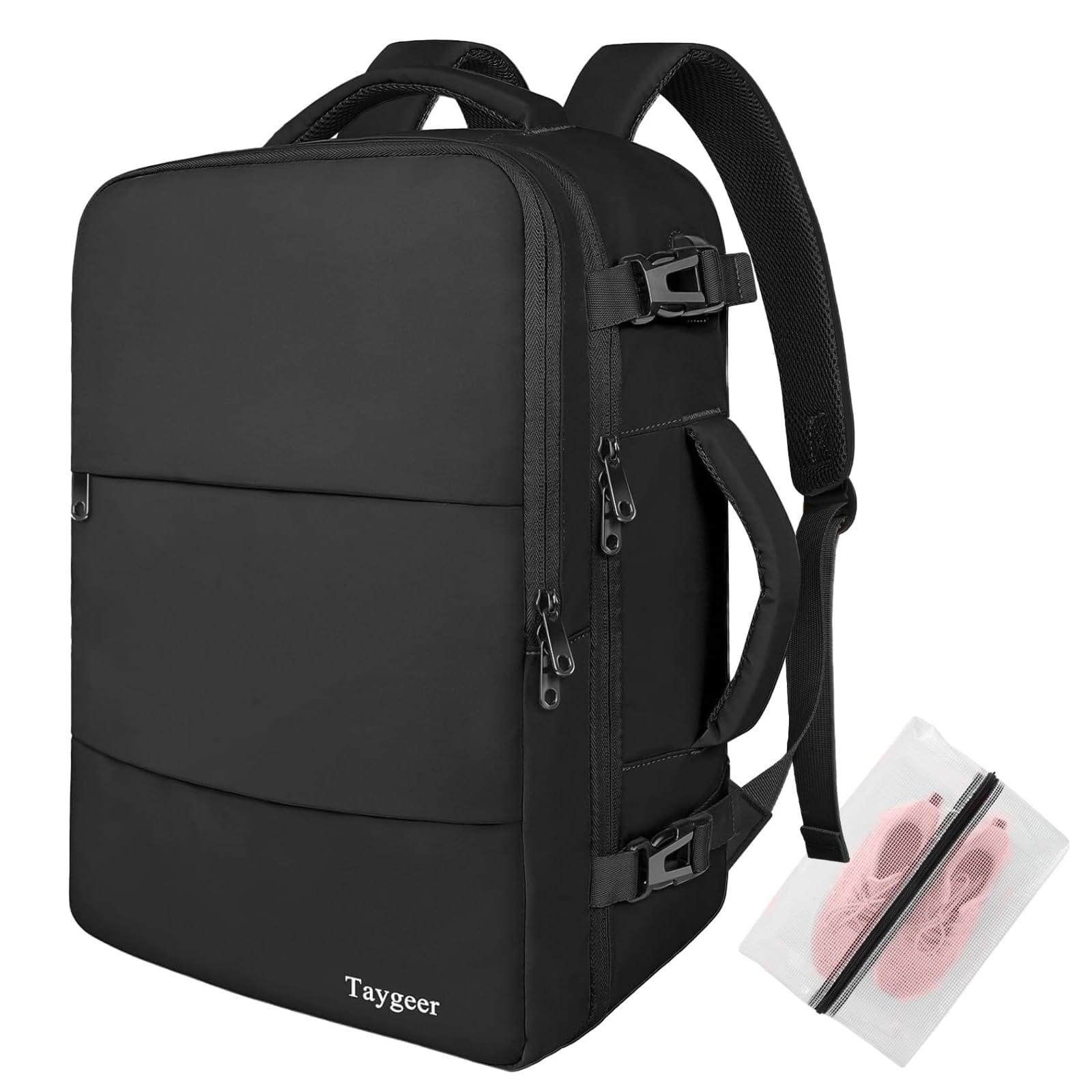 Taygeer Bagage Cabine 40x30x20 Ryanair, Sac a Dos Voyage Cabine Avion 40x30x20 Comme Cadeau Voyage, Imperméable Valise Cabine Bagage à Main, avec Sac à Chaussures, Homme Femme, Campus, Noir
