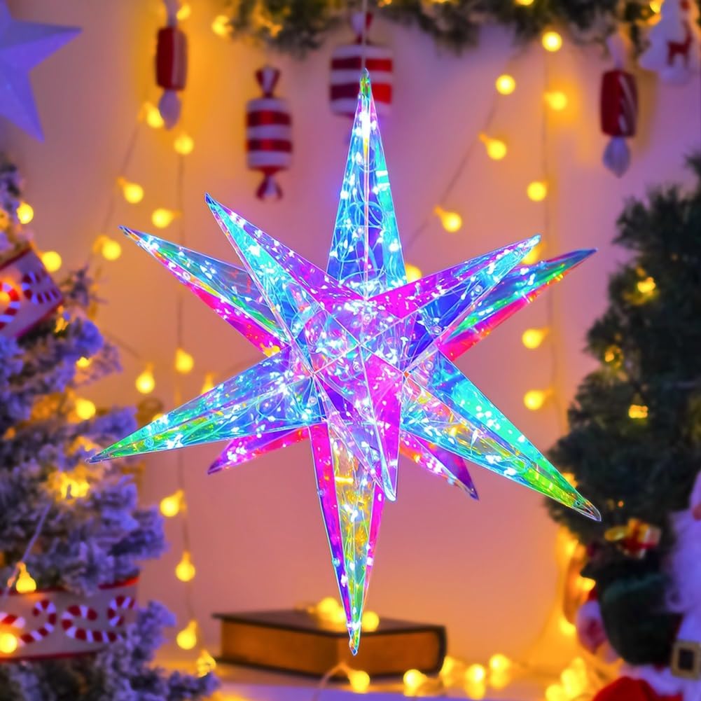 AVCULT Weihnachtslicht Starburst, LED Lichterkette Sterne Für Weihnachten Innen Fenster Weihnachtsbeleuchtung Außen Dekoration Für Weihnachten Außen Innen Party Hochzeit (Color : 60cm)