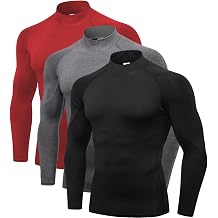 2/3 Pack Mens Compression Shirts Long Sleeve Workout Shirts Mock Turtleneck Athletic Base Layer Active Undershirts Tops