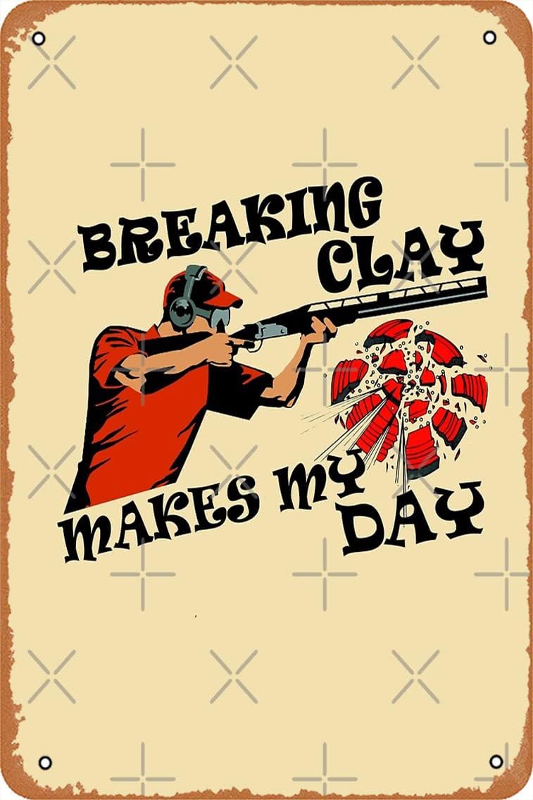 clay pigeon trap shooting for skeet shooting fans Photographic Print Metal Tin Sign Vintage 8x12 Inch