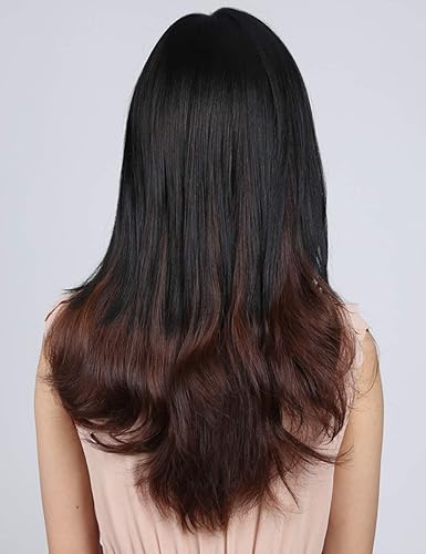 Miniatura 3 de Parte lateral recta con clip en la frente con flequillo para mujeres con cabello fino 99J # vino tinto