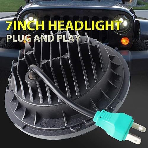 Miniatura 5 de Atubeix Faro LED de 7 pulgadas, para Jeep Wrangler 2007-2017 JK TJ LJ CJ H1 H2 luz altabaja reemplazar DRL accesorios para faros delanteros (negro)