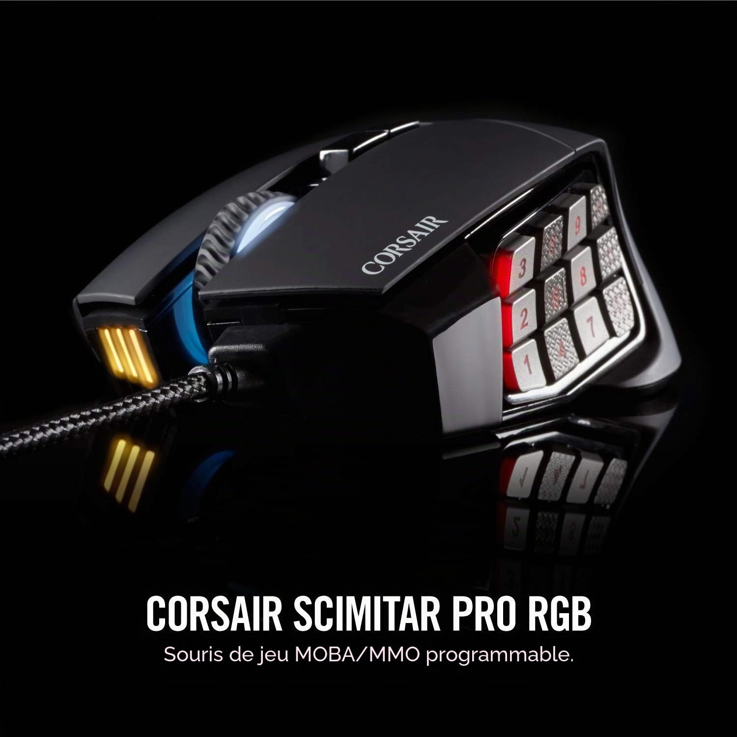 Corsair Scimitar PRO souris USB Optique 16000 DPI Droitier - Souris (Droitier, Optique, USB, 16000 DPI, Noir)