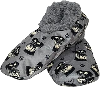 Schnauzer Super Soft Slippers - E&S Pets - Schnauzer Gifts - Cozy House Slippers - Non Skid Bottom - One Size Fits Most - Sherpa slipper - Pet Lover Gifts For Men And Women, Schnauzer, One Size Fits Most