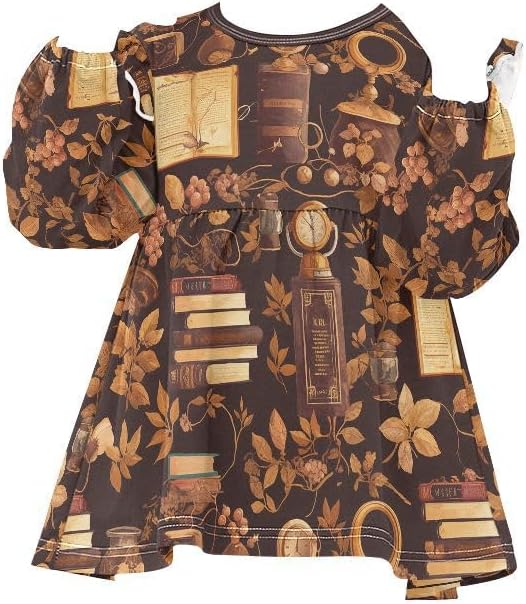 visesunny Toddler Clothes for Girls Vintage Book Floral Clock Long Sleeve Fall Shirts Cotton Top with Ruffle Collar