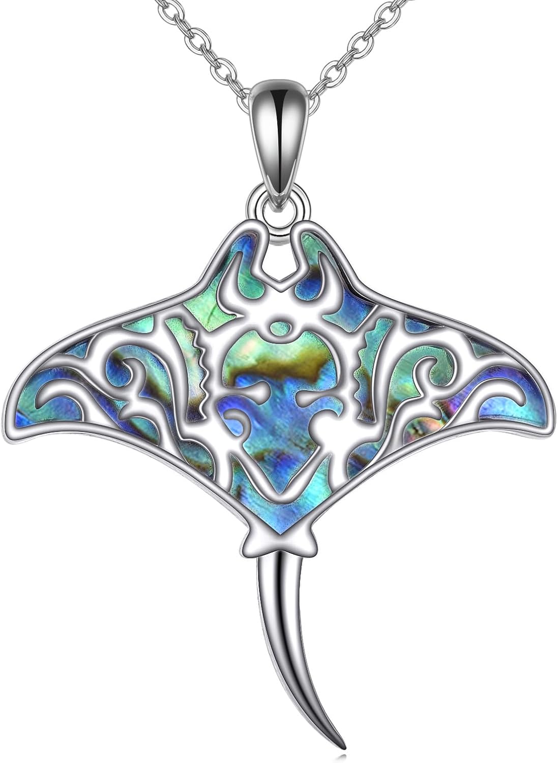 KQF Wolf/Eagle/Owl/Bunny/Panda/Moth/Eel Neckalce Sterling Silver Abalone Moonstone Pendant Animals Jewelry Gifts for Women