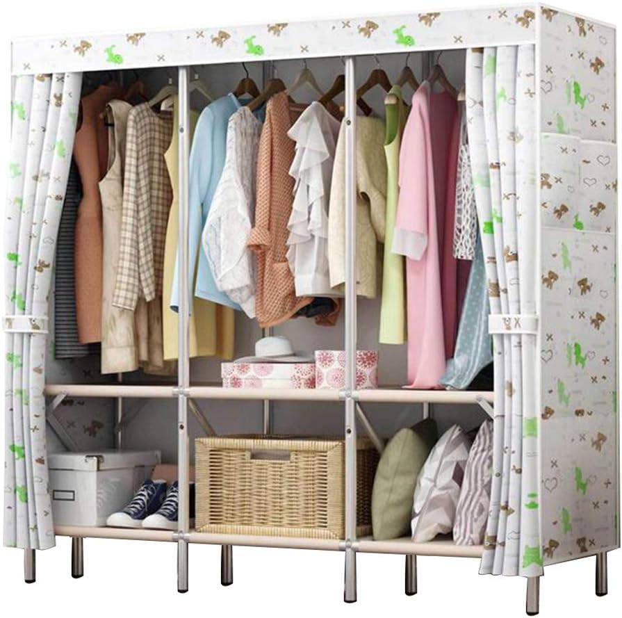 Cloth Wardrobe Clothes Closet, Portable Closet Non-Woven Wardrobe Storage Closet Standing Closet Fabric Cabinet Portable Wardrobe,C_166*161 * 48cm
