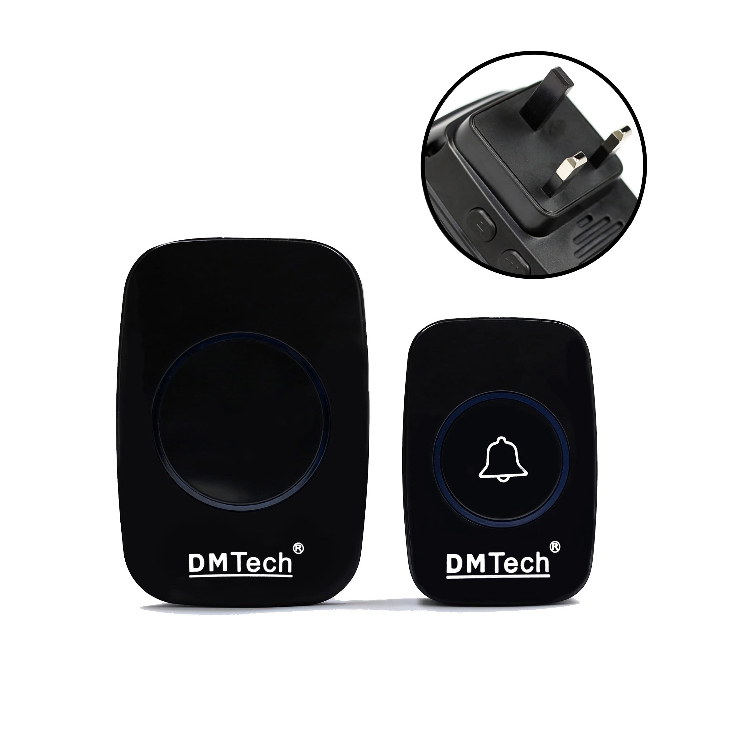 DM Tech β Wireless Ring Doorbell, Waterproof, Cordless, Door Chime Kit, Up to 300 Meters Range, Operating with 60 Melodies 1 Push Button & 1 Receiver, Black