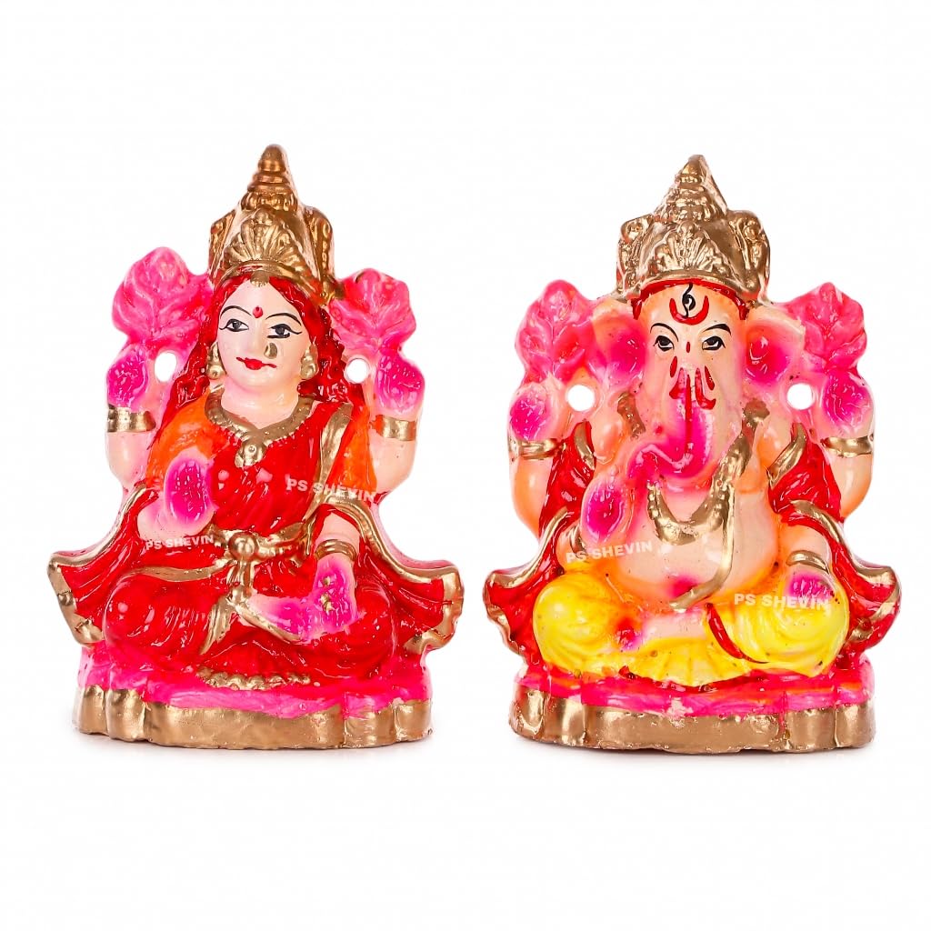 Flex_Laxmi Ganesh murti for Diwali Pooja| Laxmi Ganesh Idol| Laxmi Ganesh Clay Murti | Ganesh ji ki Murti| Laxmi Ganesh Eco-Friendly Idol ||G3.18