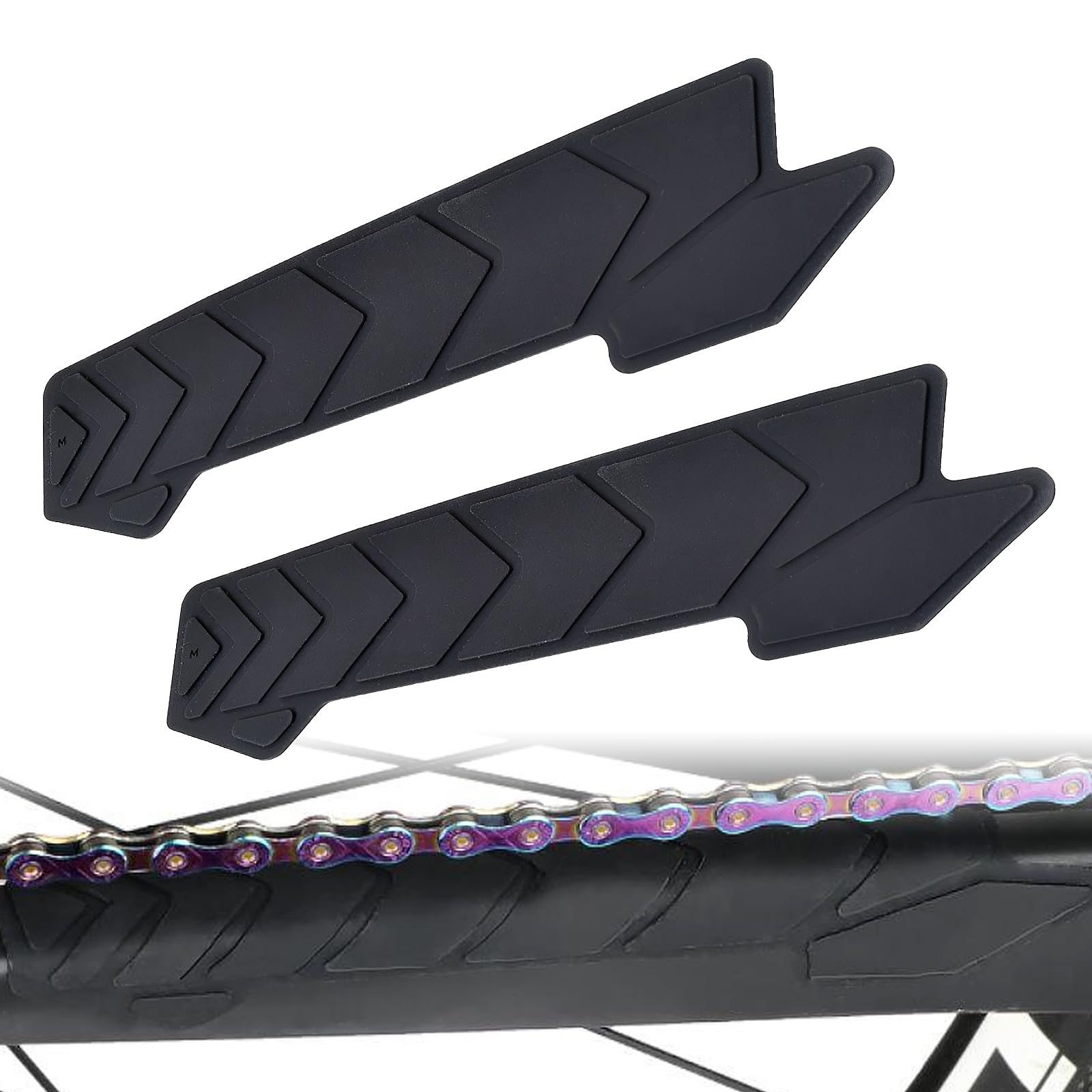 MHYMX Lot De 2 Protections Cadre VTT Silicone – Protège Base Chaîne 198x53 Mm Anti-Rayures & Impacts (Noir)