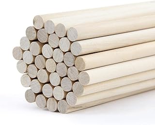 3/8 x 12 Inch, Hardwood Dowel Rods, Birch Wood Round Sticks for Arts Crafts and DIY Projects, 50 pcs