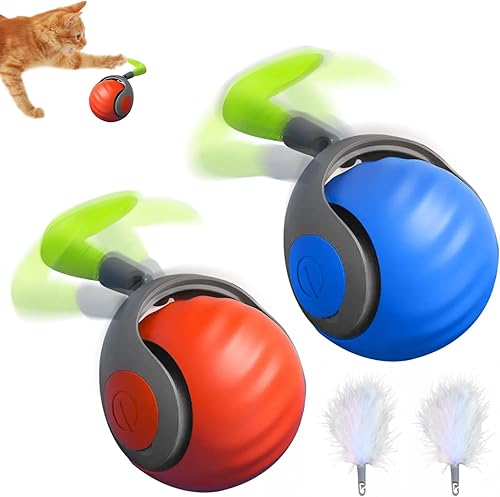 Miniatura 8 de Juguete interactivo para gatos con pluma, bola inteligente para gatos de interior, juguetes automáticos activados por movimiento, juguetes