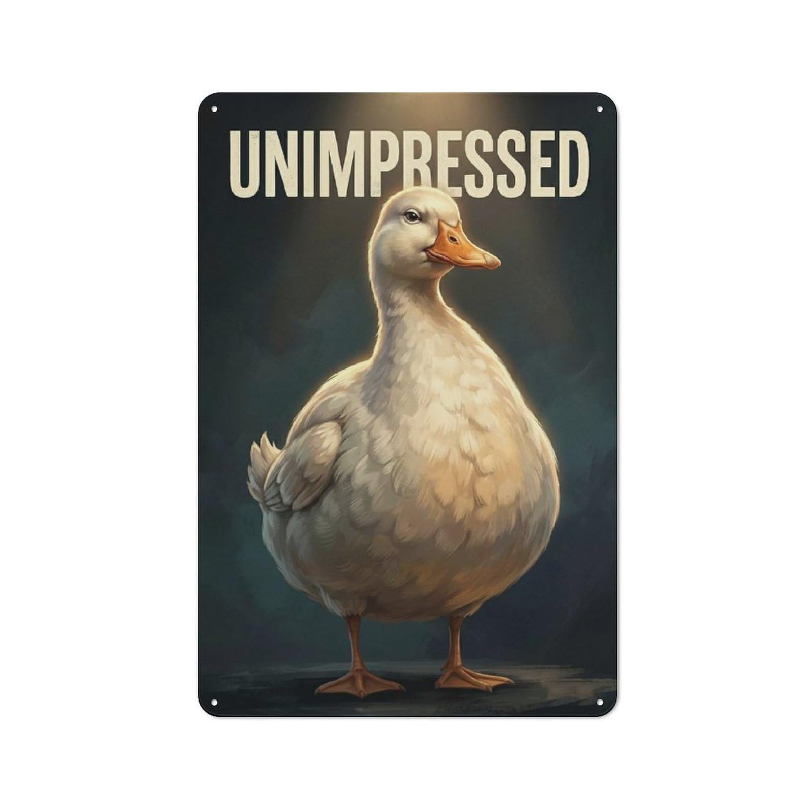 Junmoney Style-7 Tin Wall Plaque 30X20cm With Unimpressed Duck For Garage Wall, For People Furnishing A Garage, For Retro Home Interiors