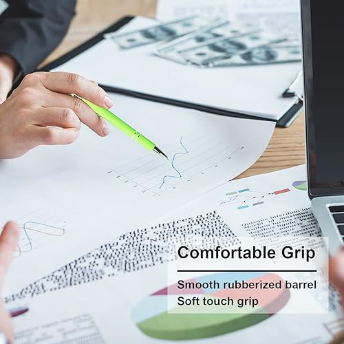 Miniatura 4 de Oddmoal Bolígrafo con punta de lápiz capacitivo, bolígrafo de metal suave al tacto, punta media de 0.039 pulgadas, tinta negra, 12 unidades (verde