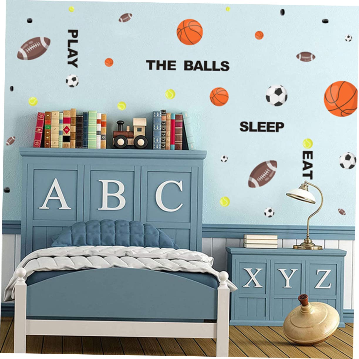 BESTonZON 3pezzi Adesivi Murali Sportivi Per Ragazzo Ragazza Decorazioni Rimovibili Con Palloni Da Calcio e Basket Stickers Creativi Per Cameretta Facili Da Applicare