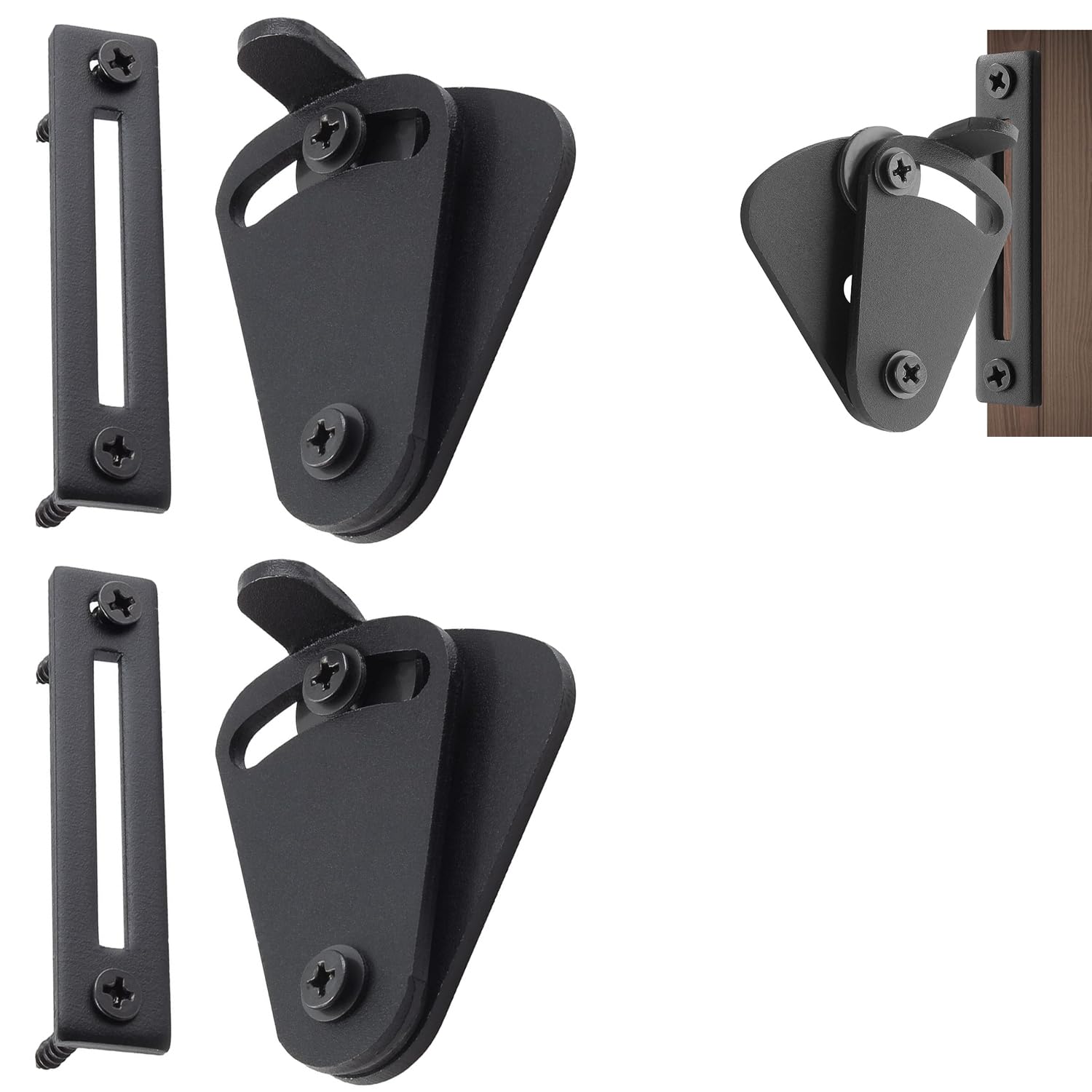 Barn Door Large Size Latch Lock Black Privacy Latch Lock for Sliding Door Work for Pocket Doors Garage and Shed Wood Glass Gates(Black(2pcs))