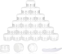 Vista 10 de 25 recipientes de muestra de 0.18 oz, frascos vacíos de 0.17 onzas líquidas con tapas, pequeños recipientes para cosméticos, mini frascos de muestra