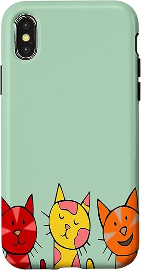 Amazon Iphone X Xs かわいいキャラクター イエロー オレンジ レッド 3匹の面白い猫 グリーン スマホケース 家電 カメラ オンライン通販