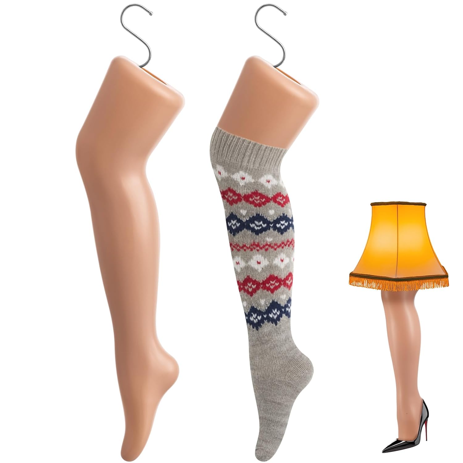 Leinuosen 2 Pcs Kids Mannequin Leg Christmas Foot Sock Model Long Stocking Display Model with Hook Child Foot Sock Display Stand for Sandal Shoe Hosiery Home Retail Store Shop Cosplay Prop