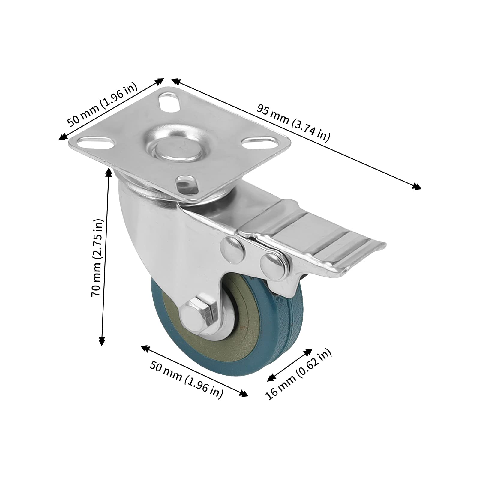 JAPCHET Lot de 12 roulettes pivotantes de 5,1 cm avec 48 vis, 50 kg