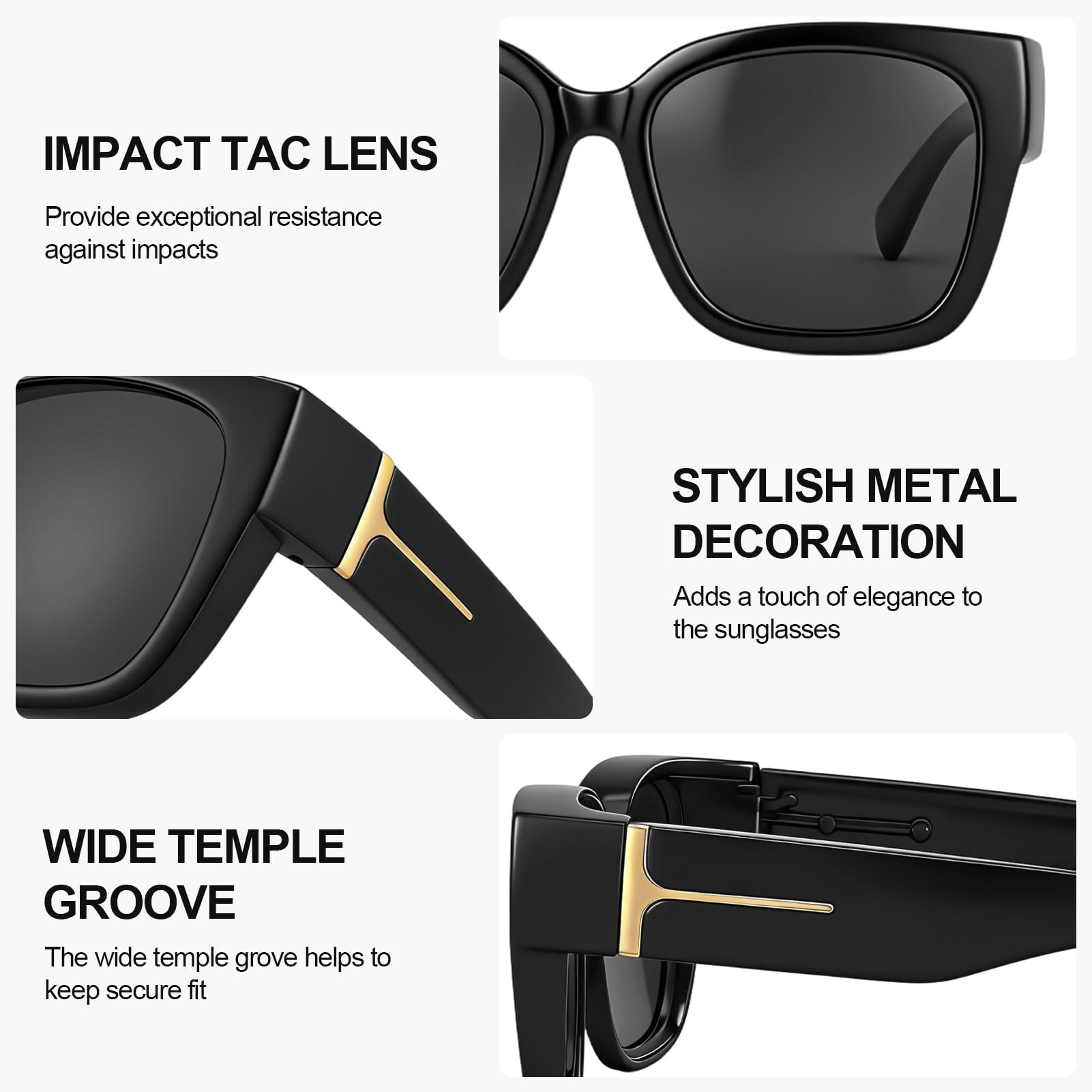 JATEBI 3er-Pack übergroße Brille Sonnenbrille für Frauen Männer polarisierte Passform über Sonnenbrillen UV400 Schutz