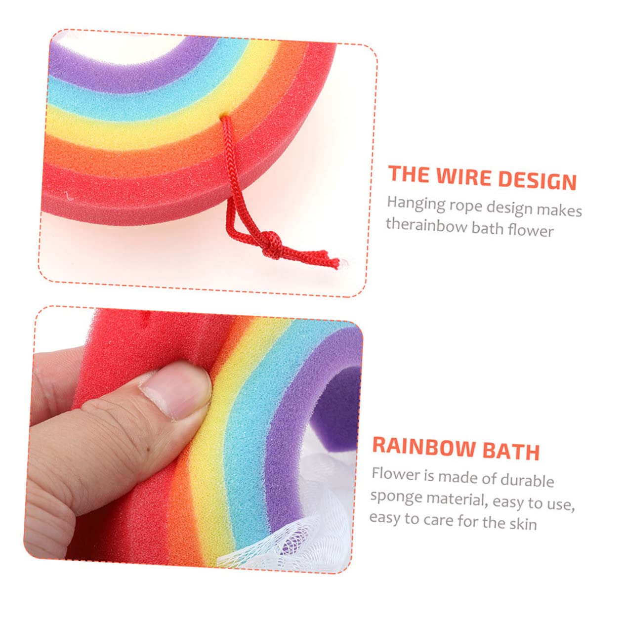 TOVINANNA 3Pcs Rainbow Shower Flower Bath Sponges Gentle Exfoliating Bath Balls for Body Care Rich Foaming Bathing Tools Comfortable Touch for Relaxing Bath Experience