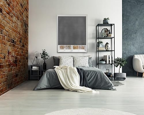 Miniatura 3 de Redi Shade No Tools Easy Lift Trim-at-Home - Persiana plisada inalámbrica para filtrar la luz, gris, 30 x 64 pulgadas (se adapta a ventanas de 19 a