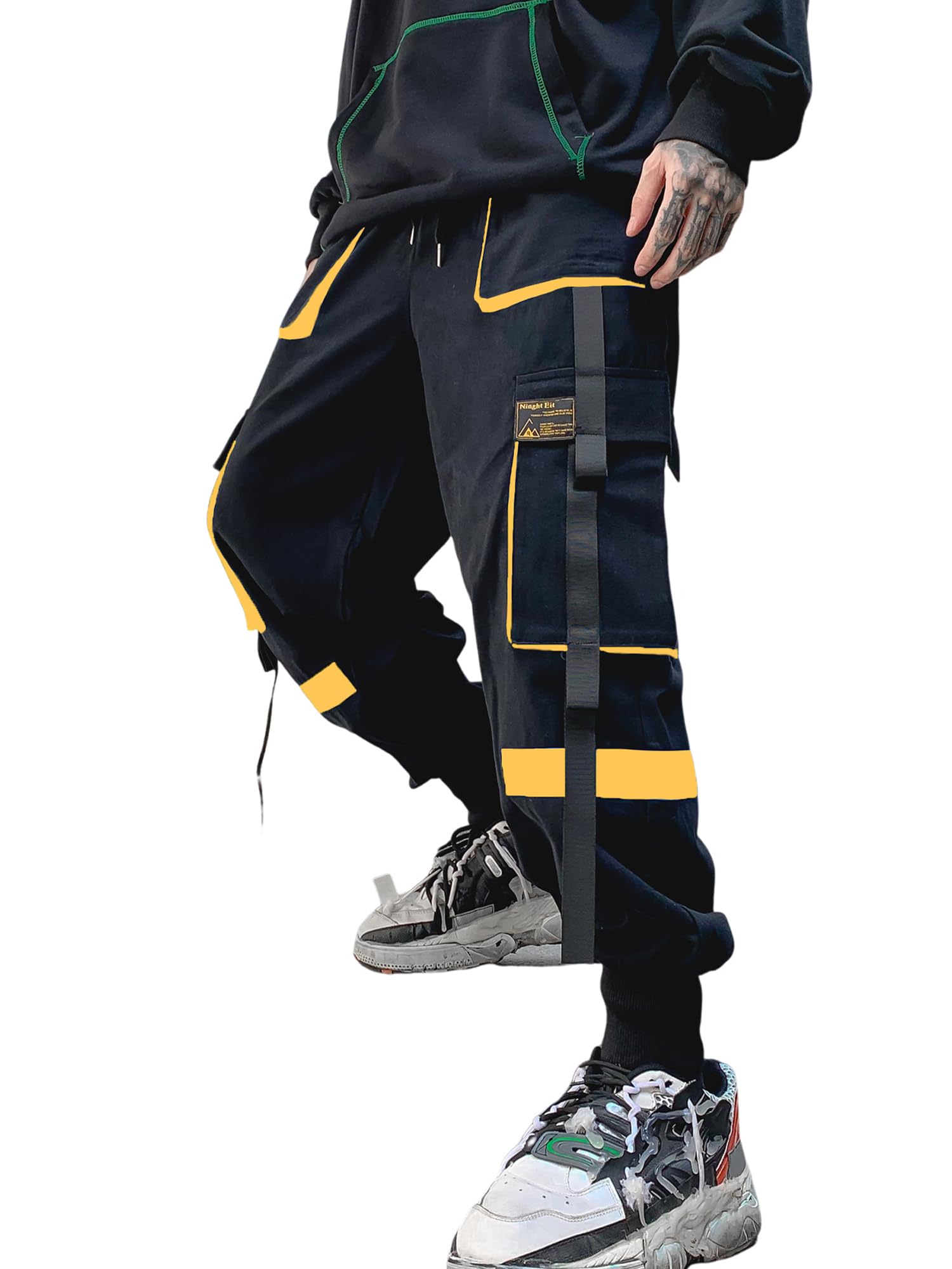 Men's Jogger Pants Techwear Hip Hop Harem Pants Streetwear Tactical Track Pants with Drawstring