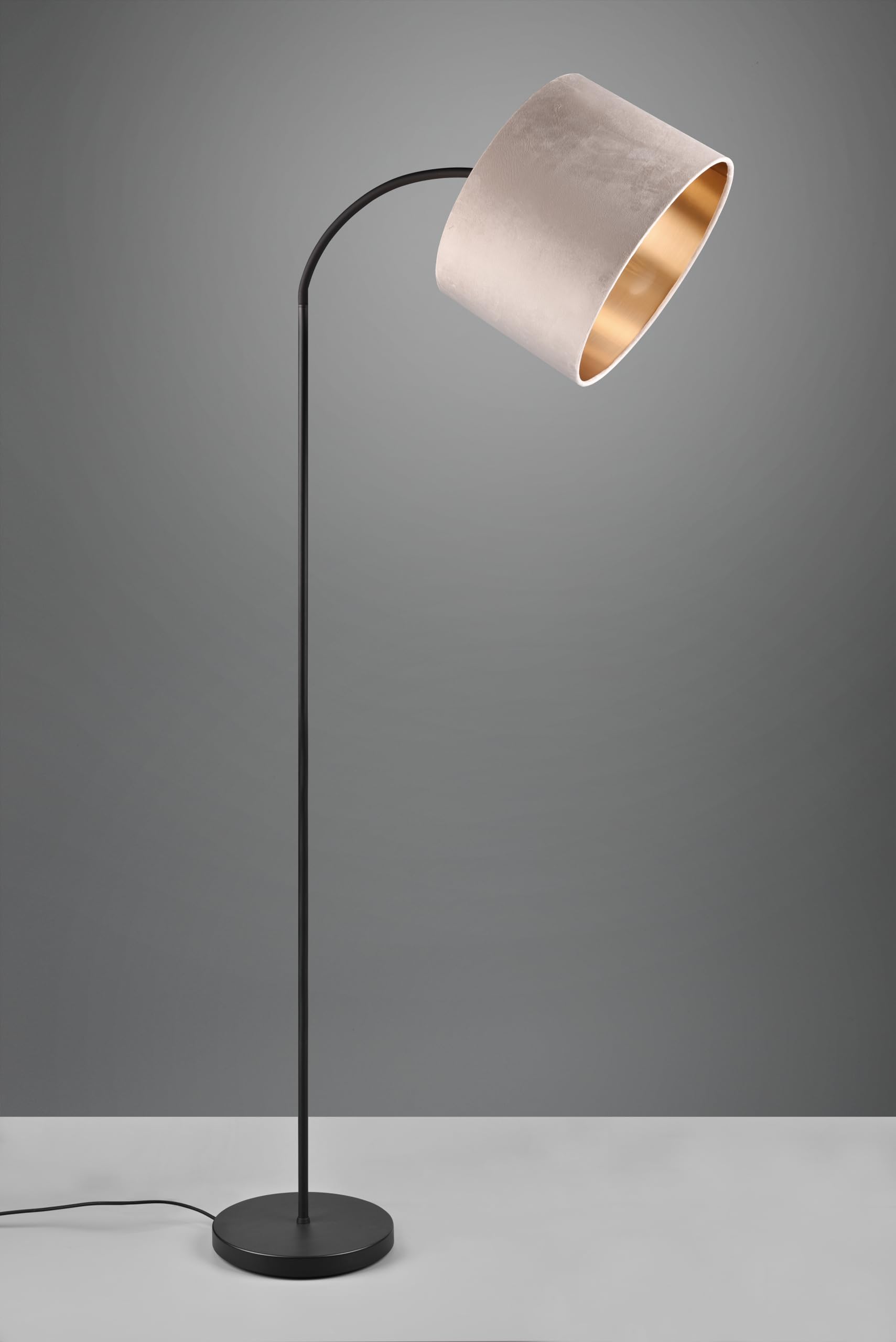 Trio Leuchten Stehleuchte Julieta 419090144, Metall Schwarz matt, Schirm Samt Beige/goldfarbig, exkl. 1x E27