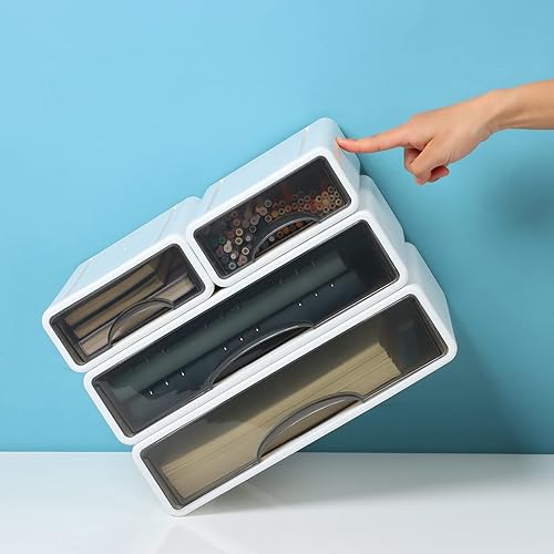 Miniatura 7 de OSteed Cajones de escritorio, organizador de escritorio de plástico, caja de almacenamiento apilable para oficina, escuela y colección del hogar (2