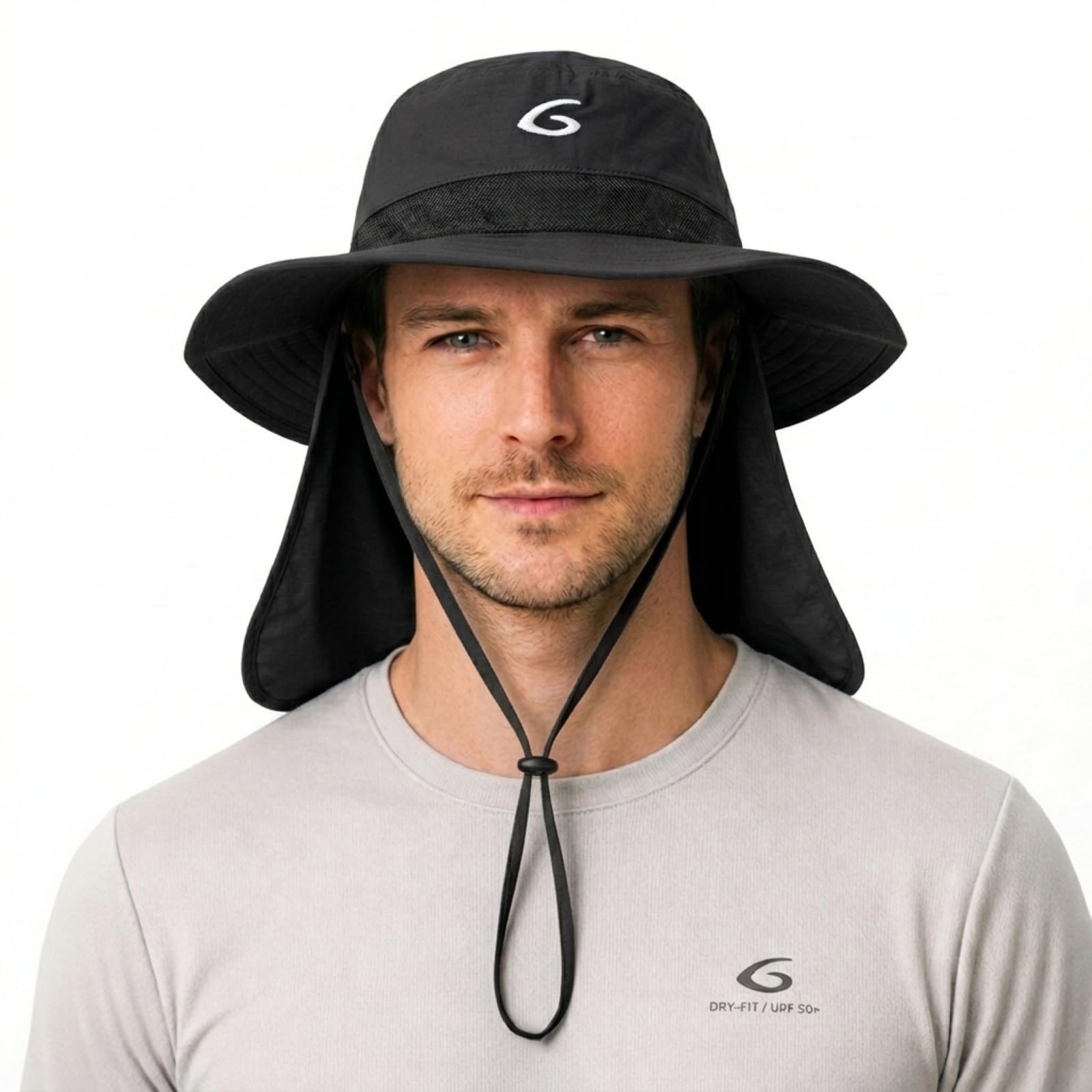 TOP-EX UVCoolix Kühlender Sonnenhut mit Nackenschutz UPF 50+ Breite Krempe Anglerhut für Herren Damen Outdoor Wandern Angeln Reisen