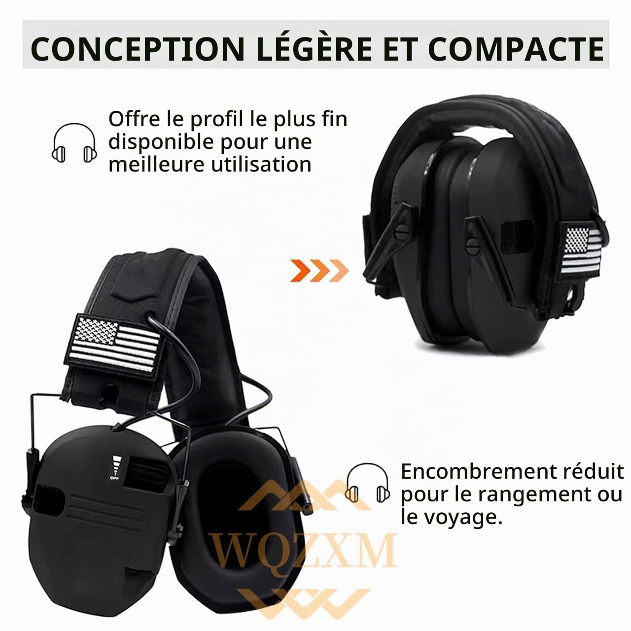 Nouveau Casque Antibruit Tir Électronique Tactique pour Sports Plein Air, Casque Anti-Bruit, Amplification du Son D'impact(Black)