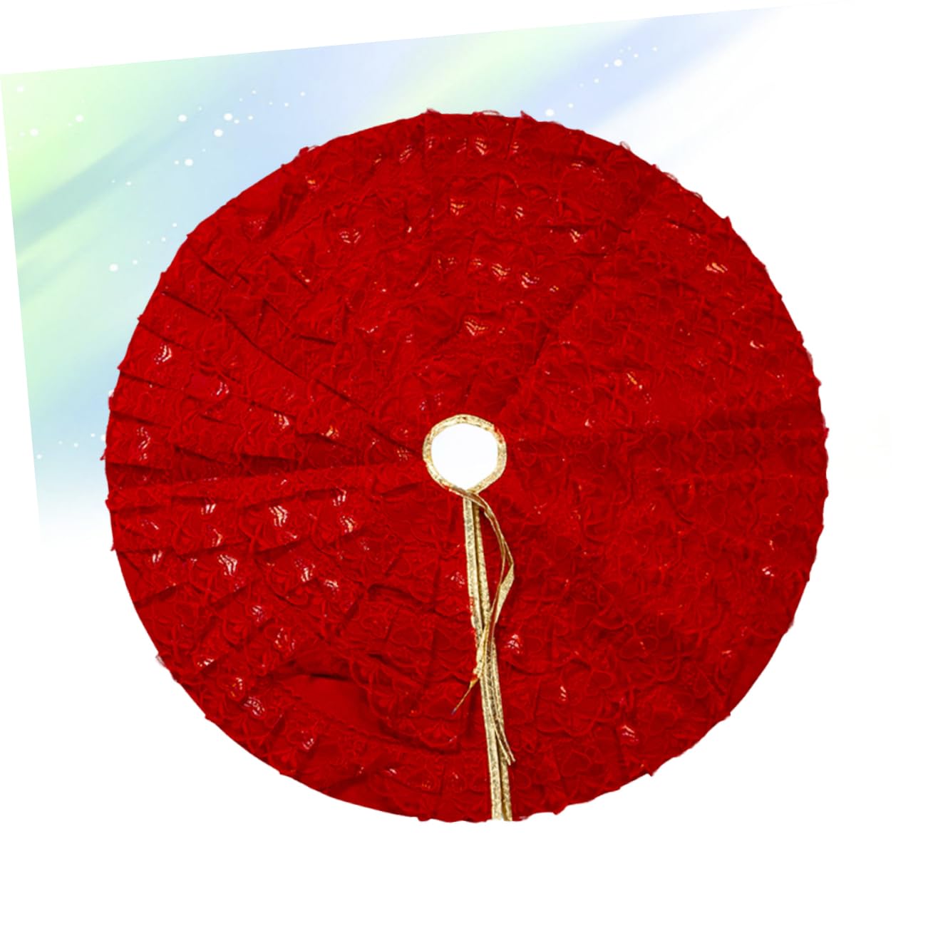 Cabilock 2 Pz Grembiule Gonna Albero Di Natale Gonna Base Albero Di Natale Arredamento Del Pavimento Gonna 'albero Delle Vacanze Addobbi Natalizi Abito Di Pizzo Pieghettato Rosso