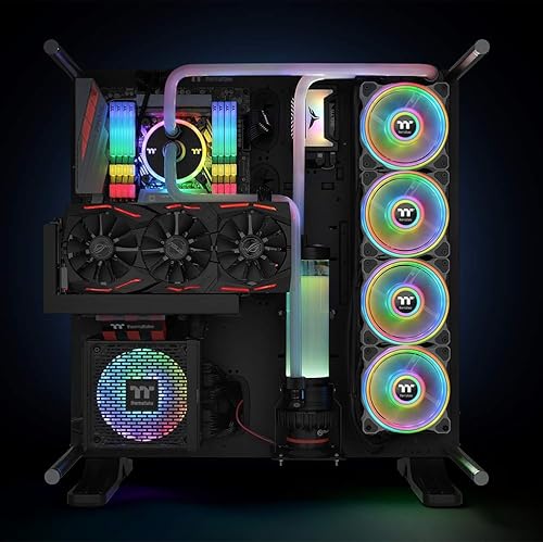 Miniatura 6 de Thermaltake Riing Quad 4.724 in 16.8 millones de colores RGB (Alexa, Razer Chroma) habilitado por software, 4 anillos de luz, 54 LED direccionables,