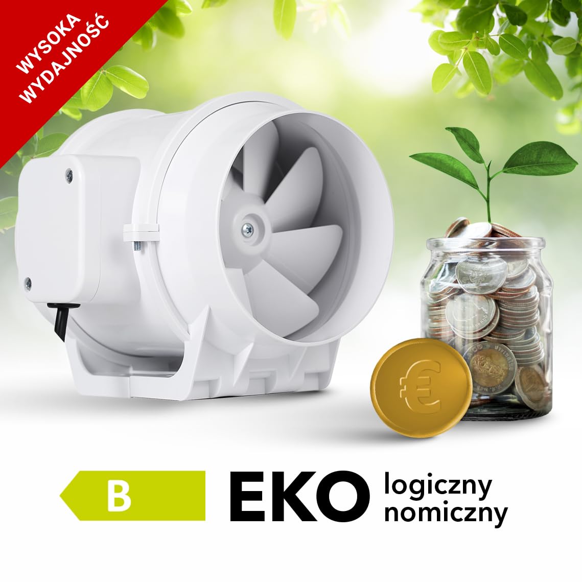 EBERG EMAX wentylator kanałowy, przemysłowy, wywiewny i nawiewny, dwubiegowy, IP44, do wentylacji hal i magazynów