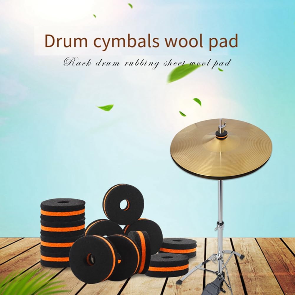 Giyofom 10Pcs Shelf Drum Piece Black-Orange Double-Color Hair Pad Cymbal Stand Felts Washers Cymbal Washer for Drum Set Parts Pack Drum Parts - Image 3