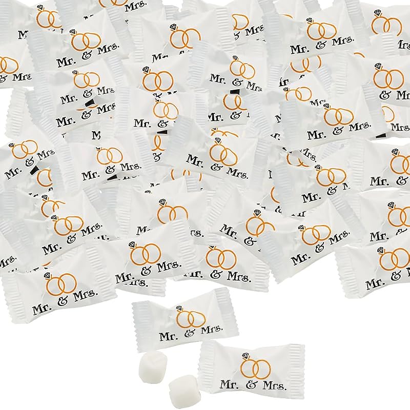 Fun Express Mr & Mrs Butter Mints, 108 Pack | Buttermints Candy, Soft Butter Taste, Wedding Favors for Guests Bulk, Bridal Shower Favors & Wedding Party Gifts