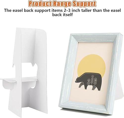 Miniatura 3 de CertBuy Paquete de 100 caballetes de cartón autoadhesivos de 7 pulgadas, doble ala blanca autoadhesiva, parte trasera de caballete adhesivo, marco