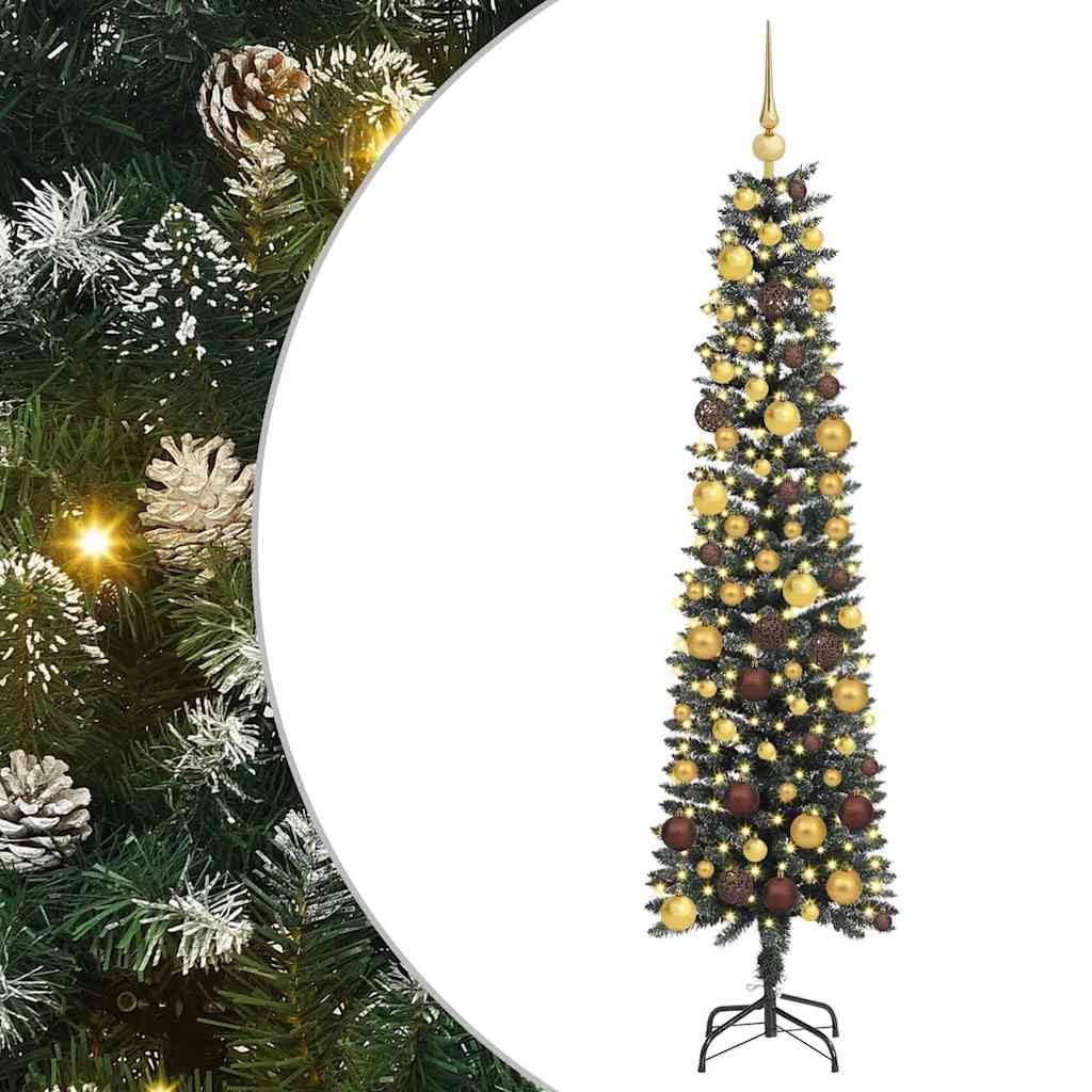 vidaXL Árbol de Navidad Artificial Verde 180 cm PVC, Plástico y Acero, Árbol de Navidad para Sala, Decor Moderno en Forma de Cono, Luces LED USB Ajustables, hogar Festivo