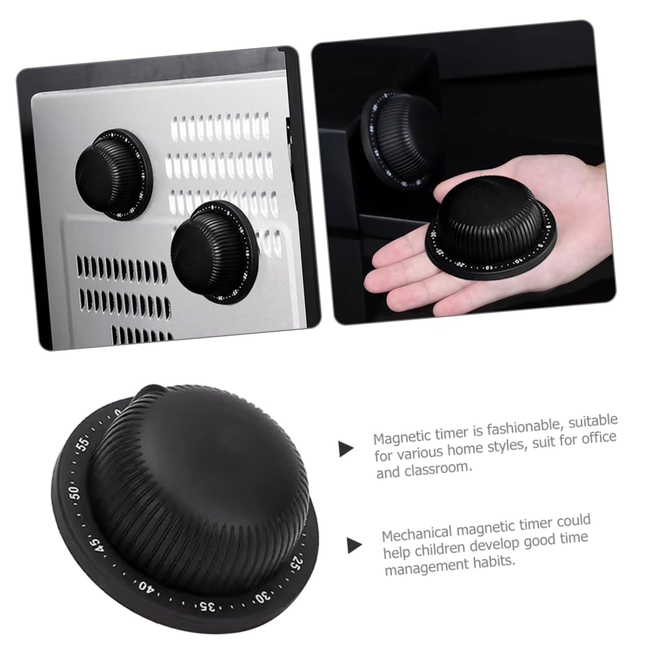 3 Pièces minuterie de Cuisine Enfants minuteries pour pomodoro Cuisson Mignon minuteries de Cuisine mécaniques Rappel mécanique Minuterie Manuelle Plastique Noir