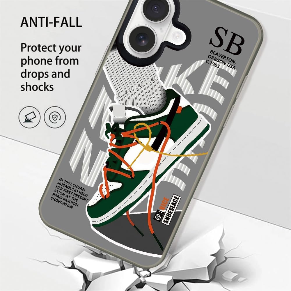 Vintage Sports Shoes Case Compatible with iPhone 16 6.3 inch, Cool Brand Funny SB Sneaker Phone Case for Boys Girls, Non-Slip Shockproof Protective Rubber Cover Grey - Image 3
