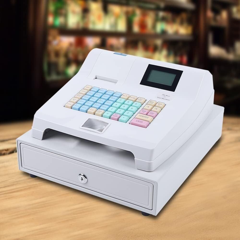Bandeja de efectivo extraíble electrónica, pantalla LED de 48 teclas, caja registradora multifunción para pequeñas empresas, minoristas, restaurantes