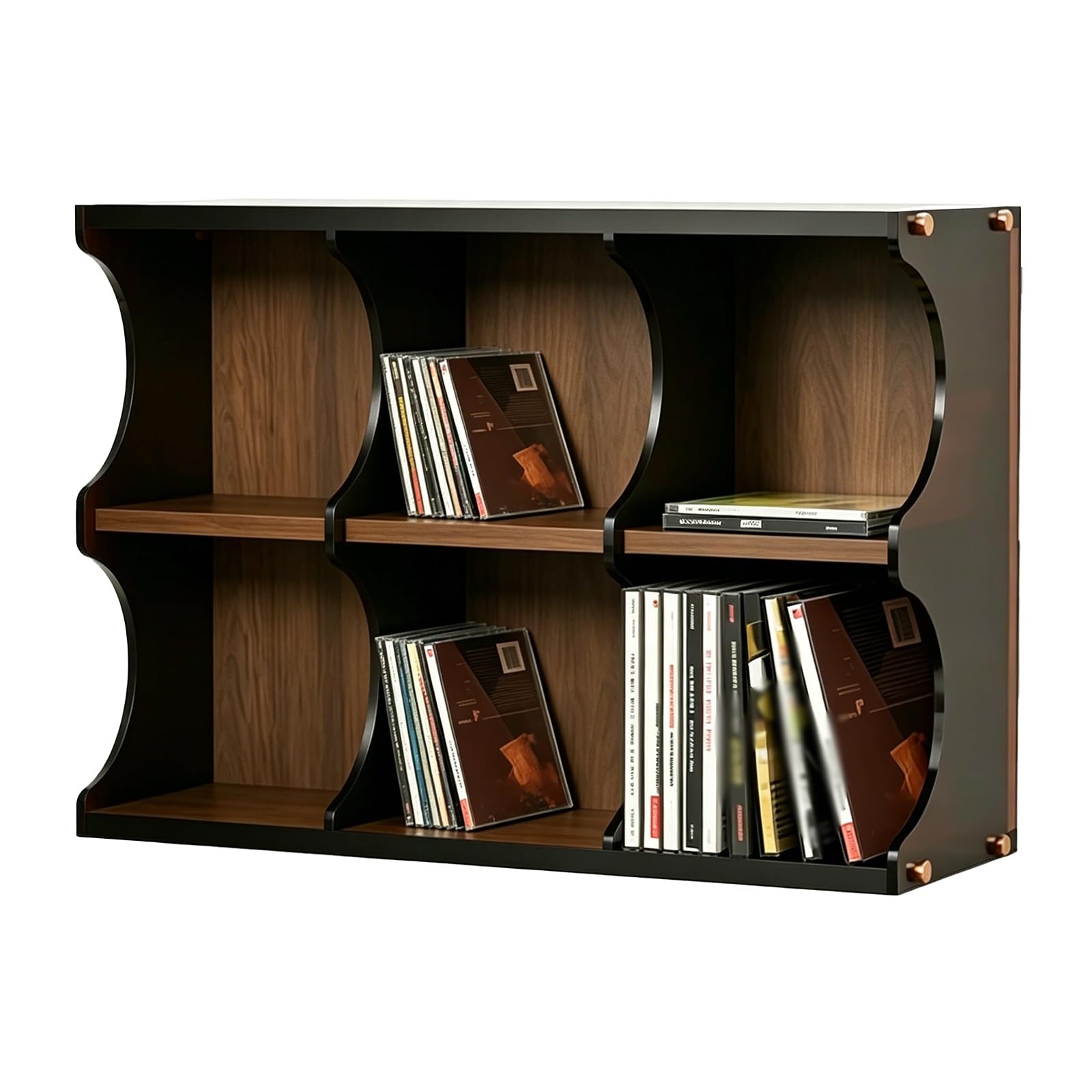 Gabinete de almacenamiento de CD con 6 zonas y estante de madera retro para 60 discos multimedia